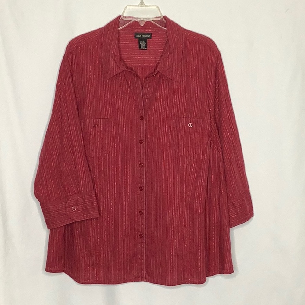 Lane Bryant Red Button-Down Shirt